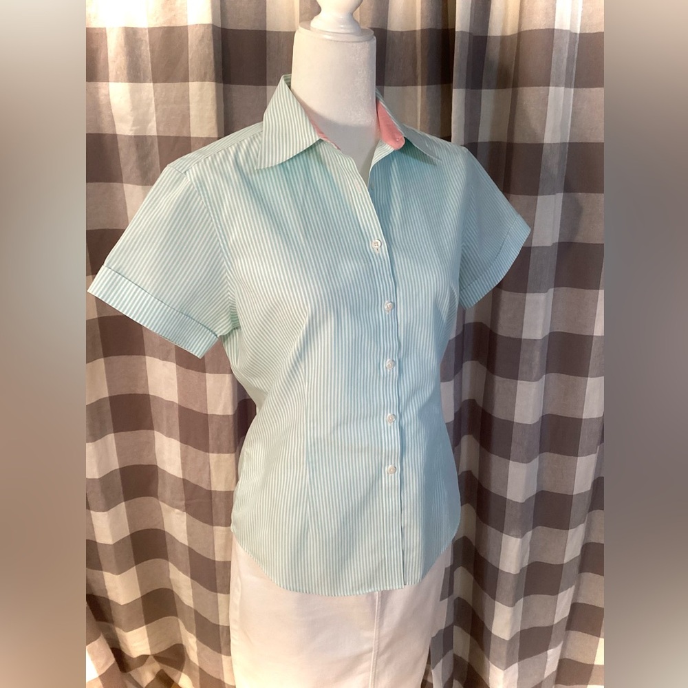 Brooks Brothers No-Iron Striped Short Sleeve Button-Up Shirt - Picture 6 of 7